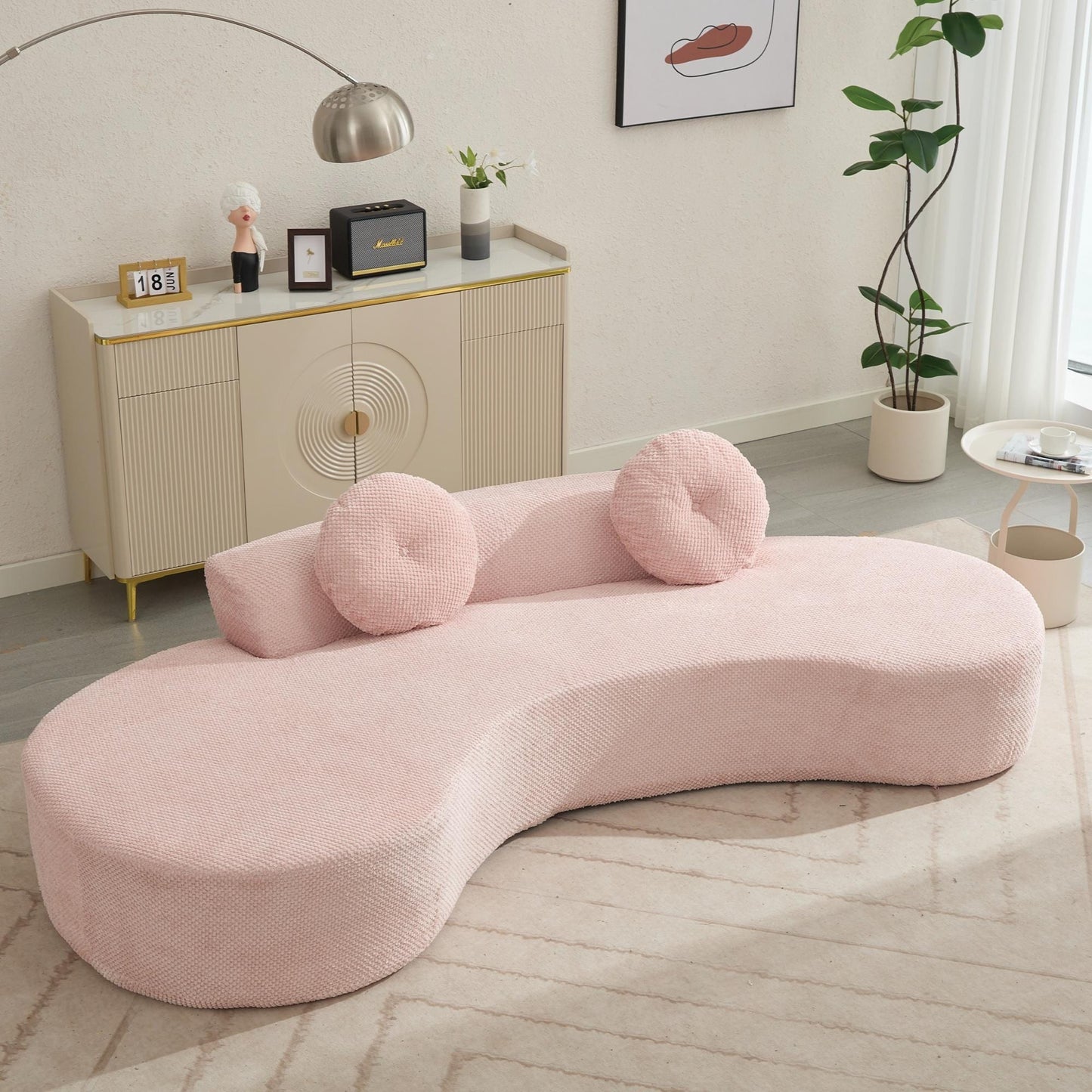 Rosa Cord-Wolkensofa mit Kissen