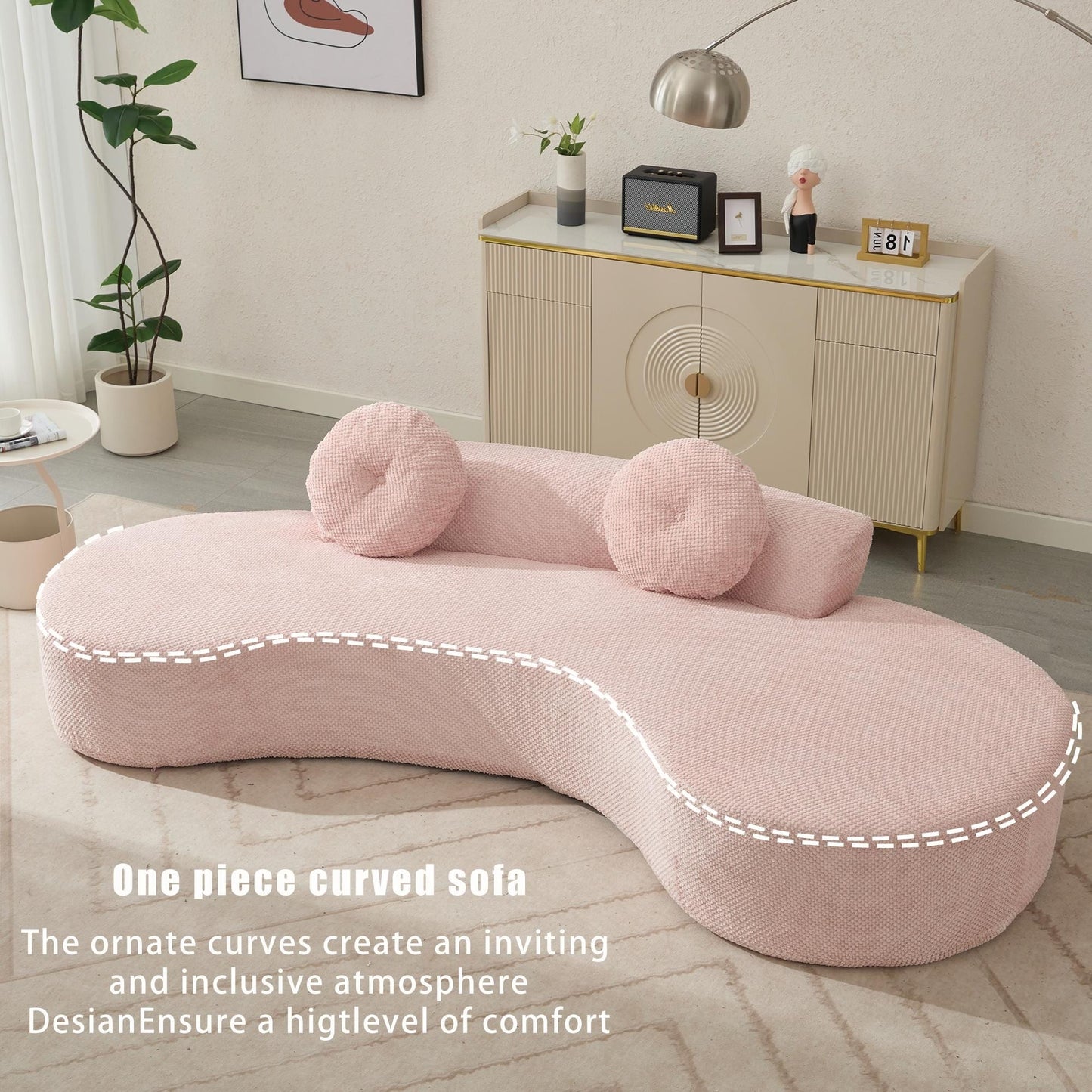 Rosa Cord-Wolkensofa mit Kissen