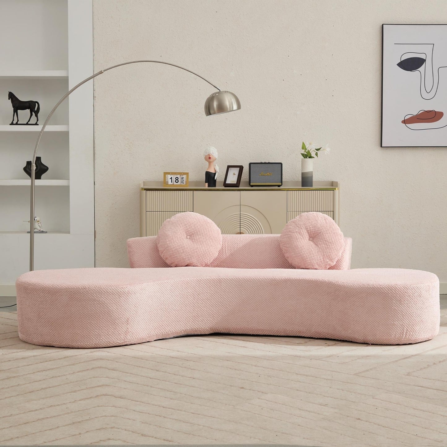 Rosa Cord-Wolkensofa mit Kissen