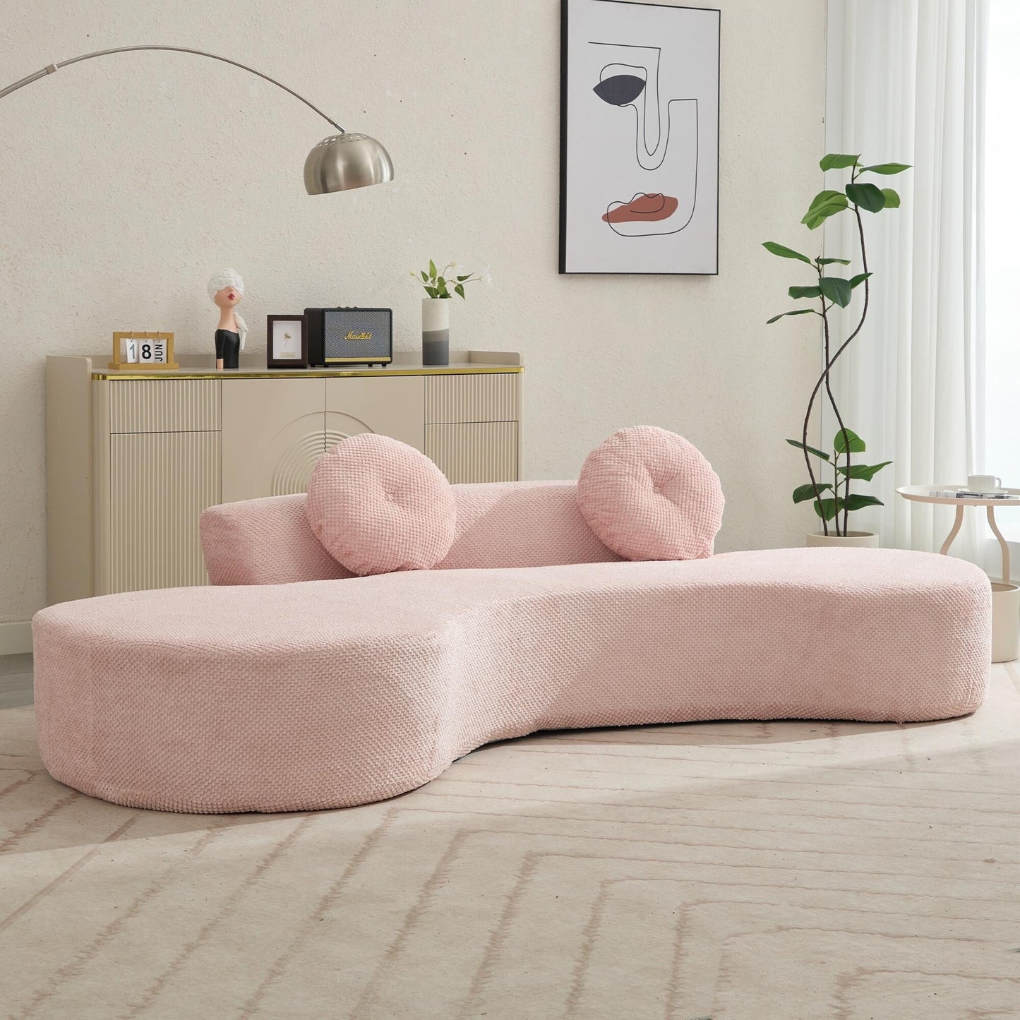 Rosa Cord-Wolkensofa mit Kissen