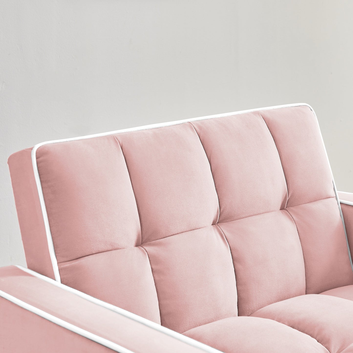 Pink Modern 35.43 3 in 1 Single Velvet Sofa Bed with Adjustable Back and Pocket for Living Room