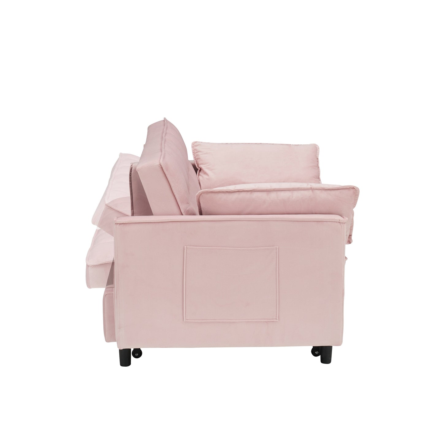 Pink Modern 54.3 Velvet Loveseat Pull-out Sofa Bed with Adjustable Back and Pillows for Living Room