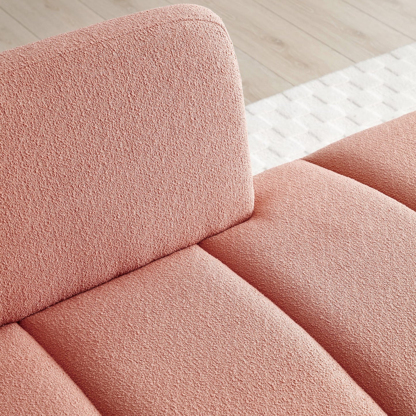 Pink Modern 56.3 Upholstered Loveseat End of Bed Bench with Gold Metal Legs for Bedroom