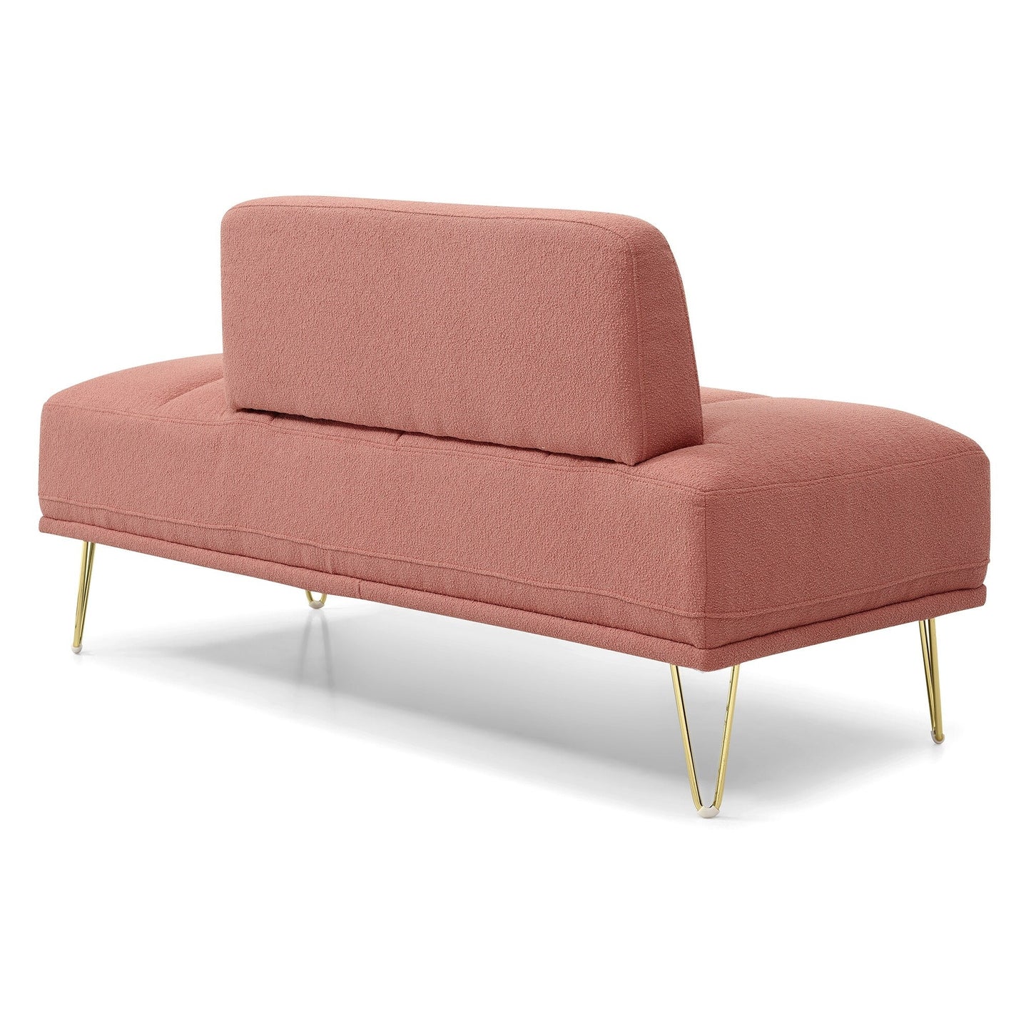 Pink Modern 56.3 Upholstered Loveseat End of Bed Bench with Gold Metal Legs for Bedroom