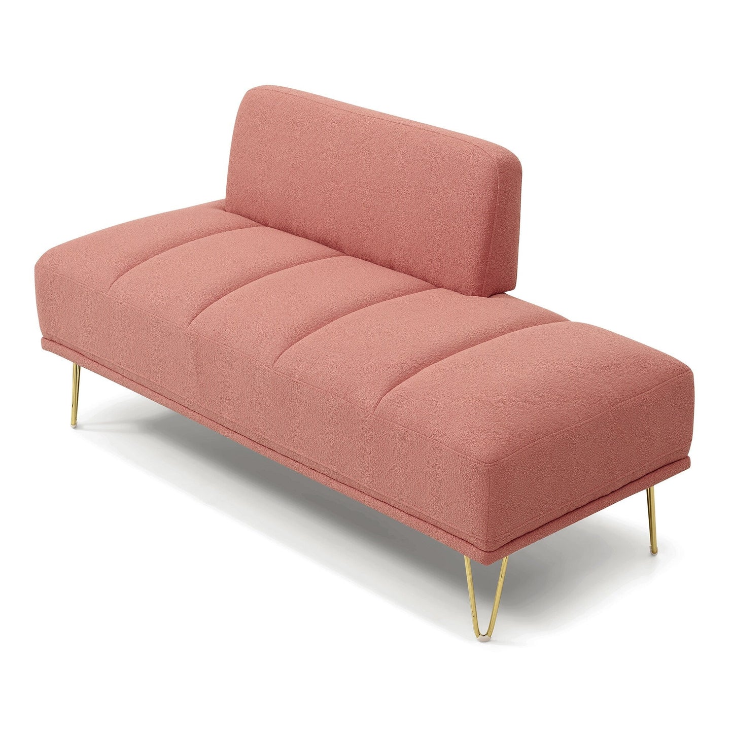 Pink Modern 56.3 Upholstered Loveseat End of Bed Bench with Gold Metal Legs for Bedroom