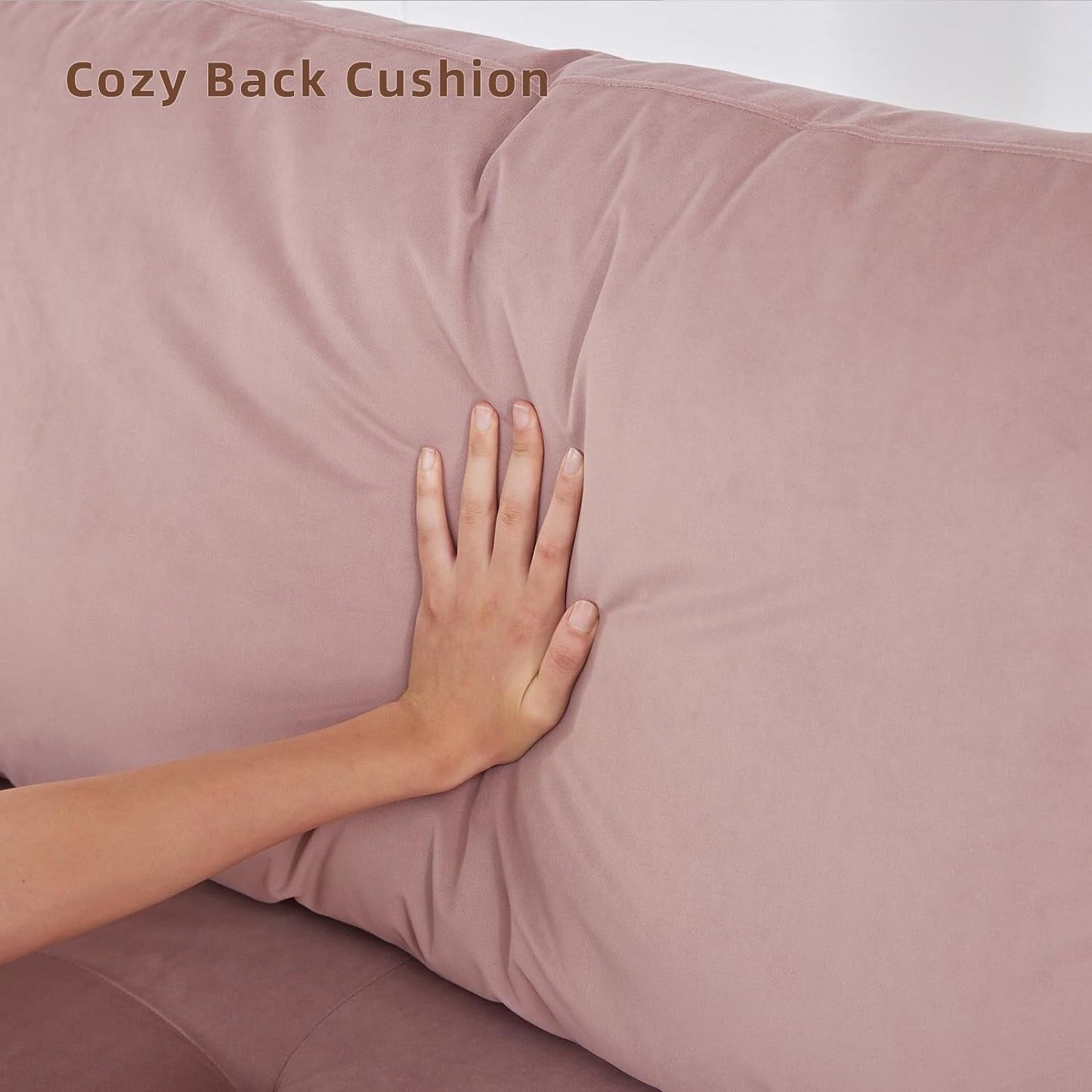 Modernes 3-Sitzer-Sofa aus Stoff in Rosa, 188 cm, mit Aufbewahrungstaschen, hochdichten Schaumstoffkissen, Beinen aus Massivholz