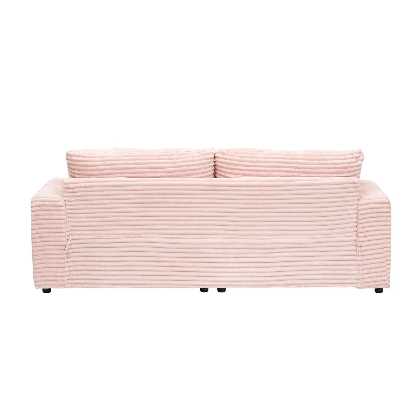 Pink Modern 79.3 Corduroy 3-seater Sofa with 4 Matching Toss Pillows and Individual Spring Cushion for Living Room