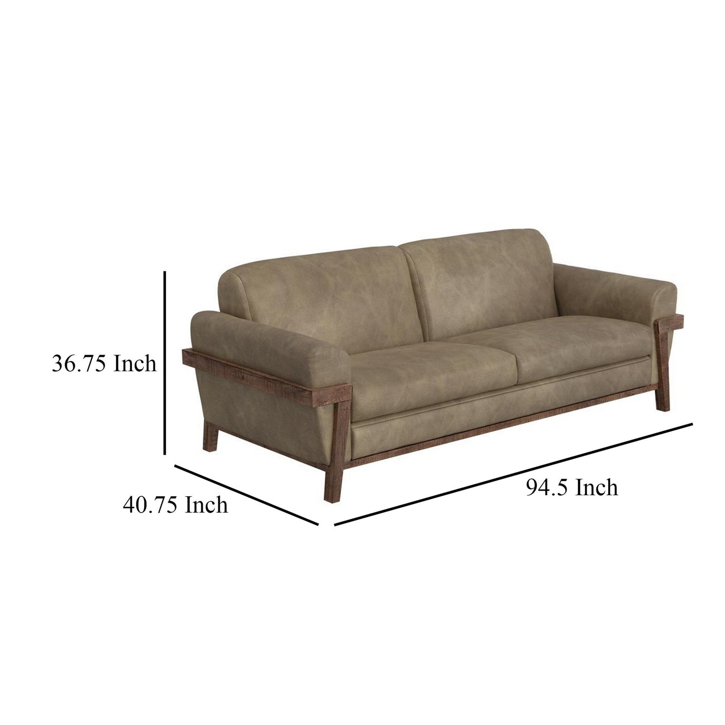 Pola Sofa, 95 Inch, 2 Throw Pillows, Modern Neutral Brown Polyester