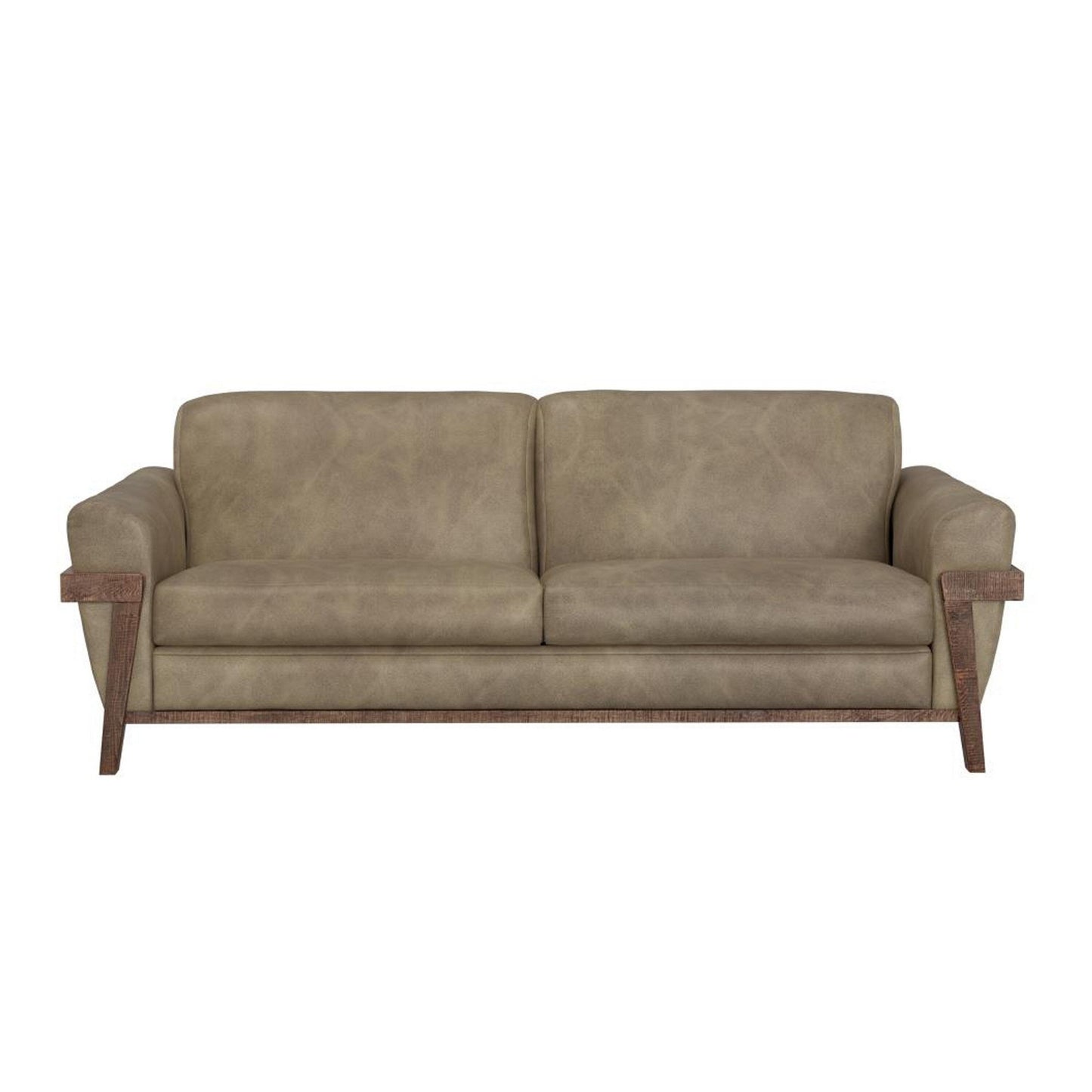 Pola Sofa, 95 Inch, 2 Throw Pillows, Modern Neutral Brown Polyester