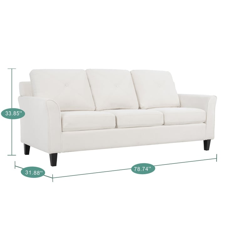 Stylish Sofa Combo: Chesterfield Sofa with Rolled Arms and Button Tufted Flared Arms Microfiber Couch for Small Spaces