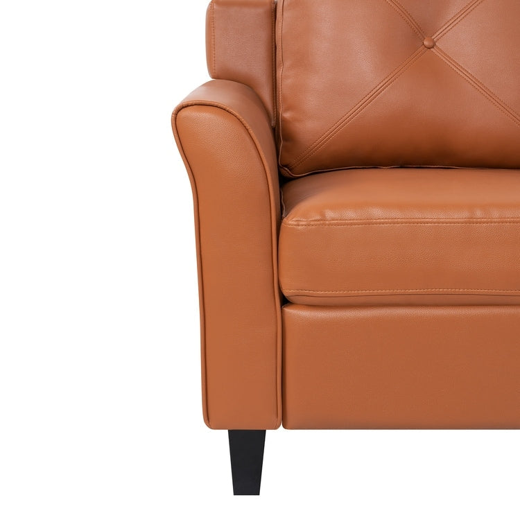 Stylish Sofa Combo: Chesterfield Sofa with Rolled Arms and Button Tufted Flared Arms Microfiber Couch for Small Spaces
