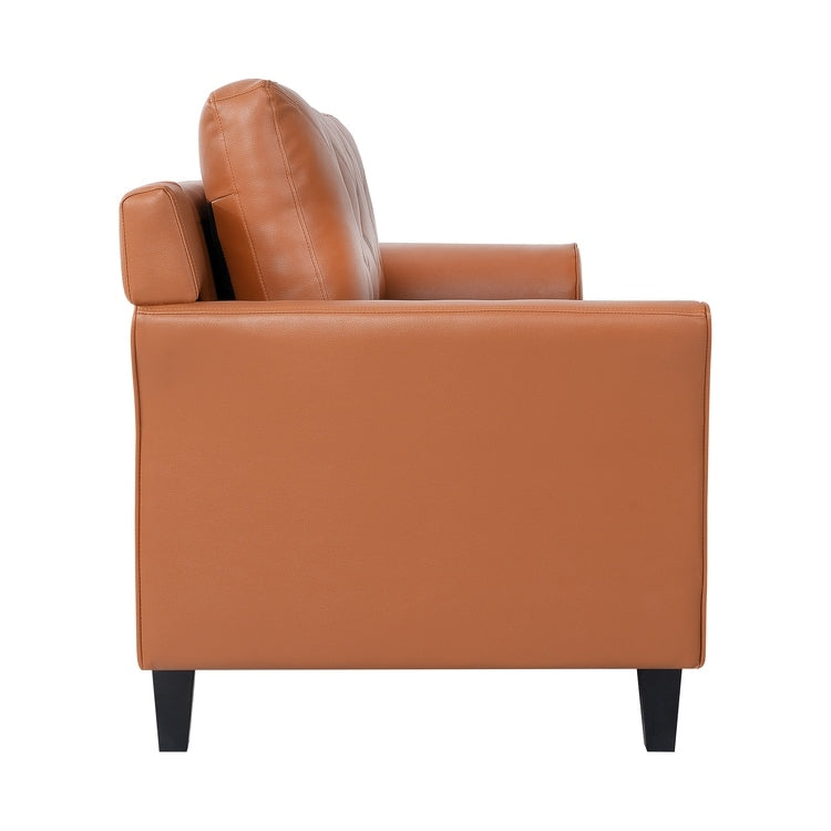 Stylish Sofa Combo: Chesterfield Sofa with Rolled Arms and Button Tufted Flared Arms Microfiber Couch for Small Spaces