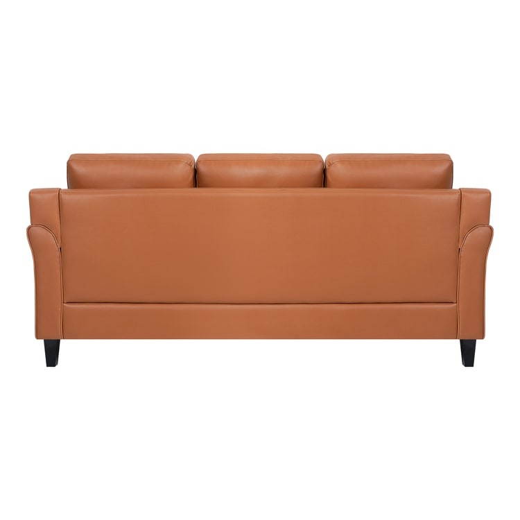 Stylish Sofa Combo: Chesterfield Sofa with Rolled Arms and Button Tufted Flared Arms Microfiber Couch for Small Spaces