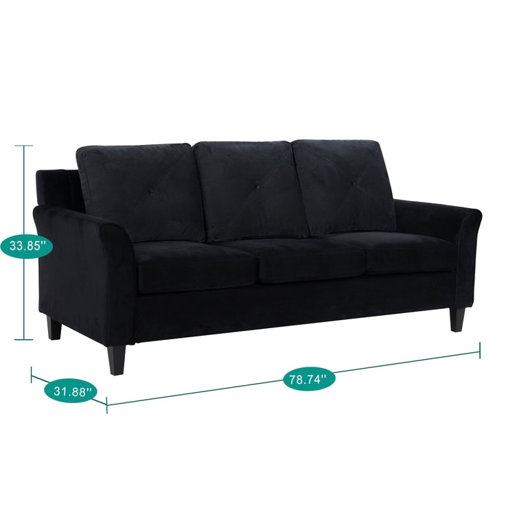 Stylish Sofa Combo: Chesterfield Sofa with Rolled Arms and Button Tufted Flared Arms Microfiber Couch for Small Spaces