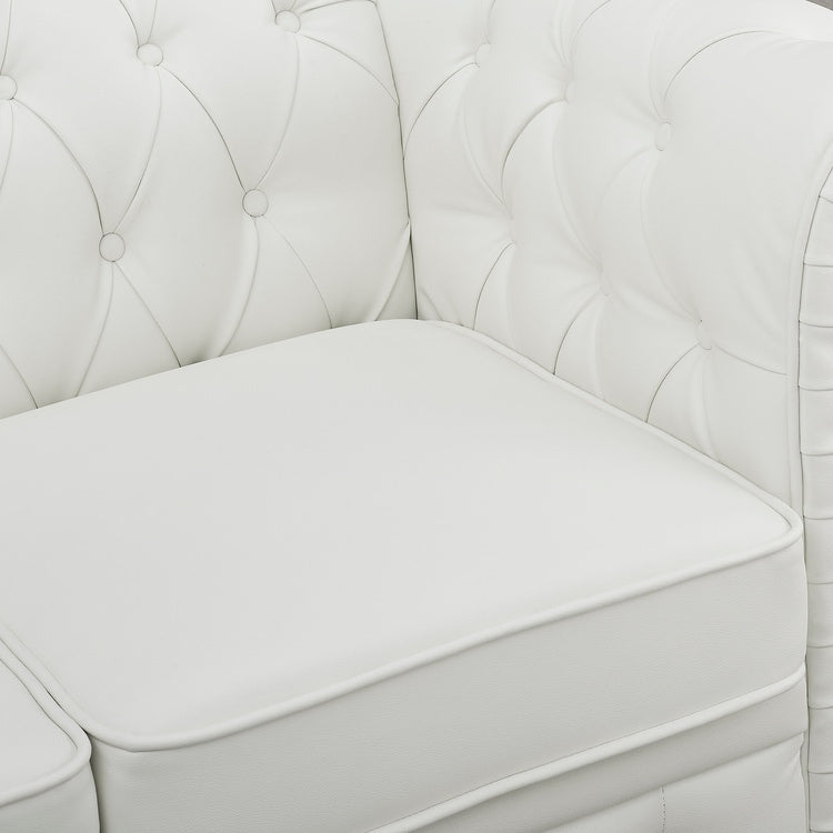Stylish Sofa Combo: Chesterfield Sofa with Rolled Arms and Button Tufted Flared Arms Microfiber Couch for Small Spaces