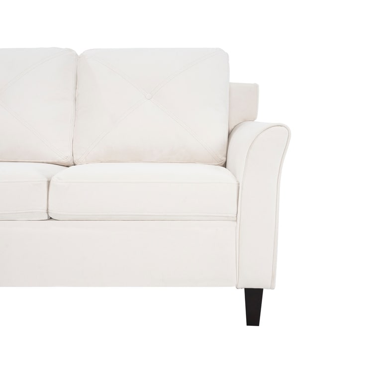 Stylish Sofa Combo: Chesterfield Sofa with Rolled Arms and Button Tufted Flared Arms Microfiber Couch for Small Spaces