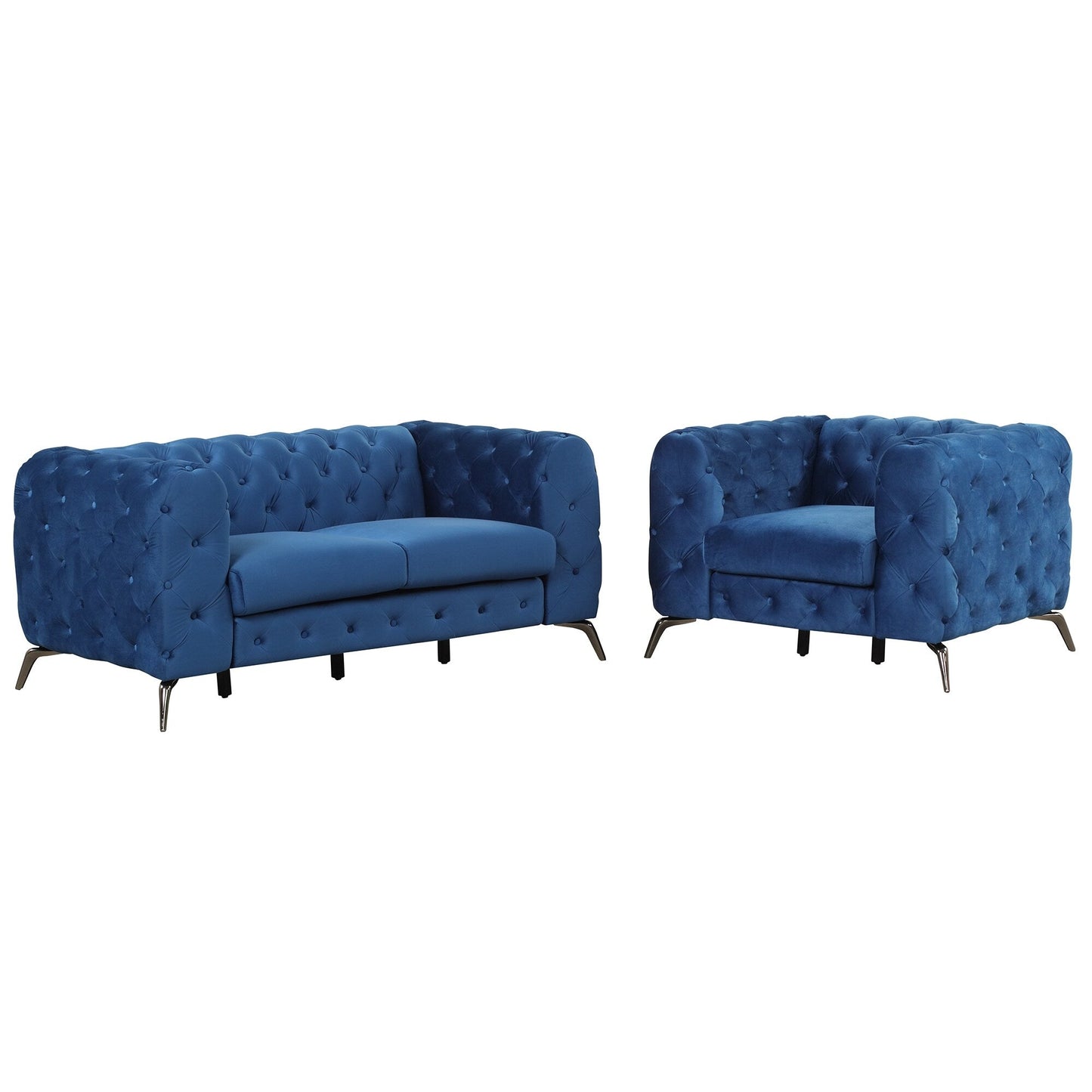 Roomfitters 3-Piece Velvet Upholstered Sofa Set with Sturdy Metal Legs, Includes Three-Seat Sofa, Loveseat, and Single Chair