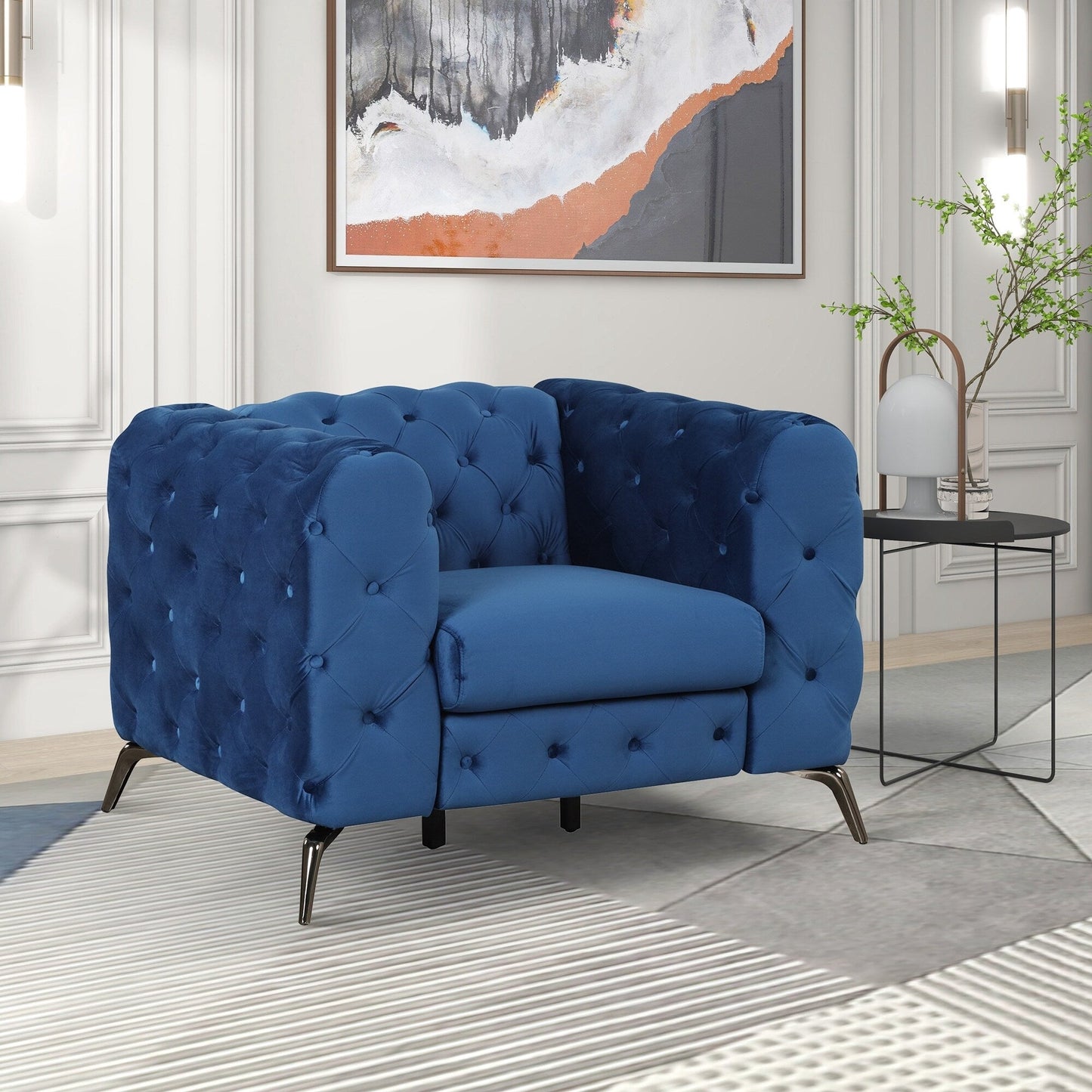 Roomfitters 3-Piece Velvet Upholstered Sofa Set with Sturdy Metal Legs, Includes Three-Seat Sofa, Loveseat, and Single Chair