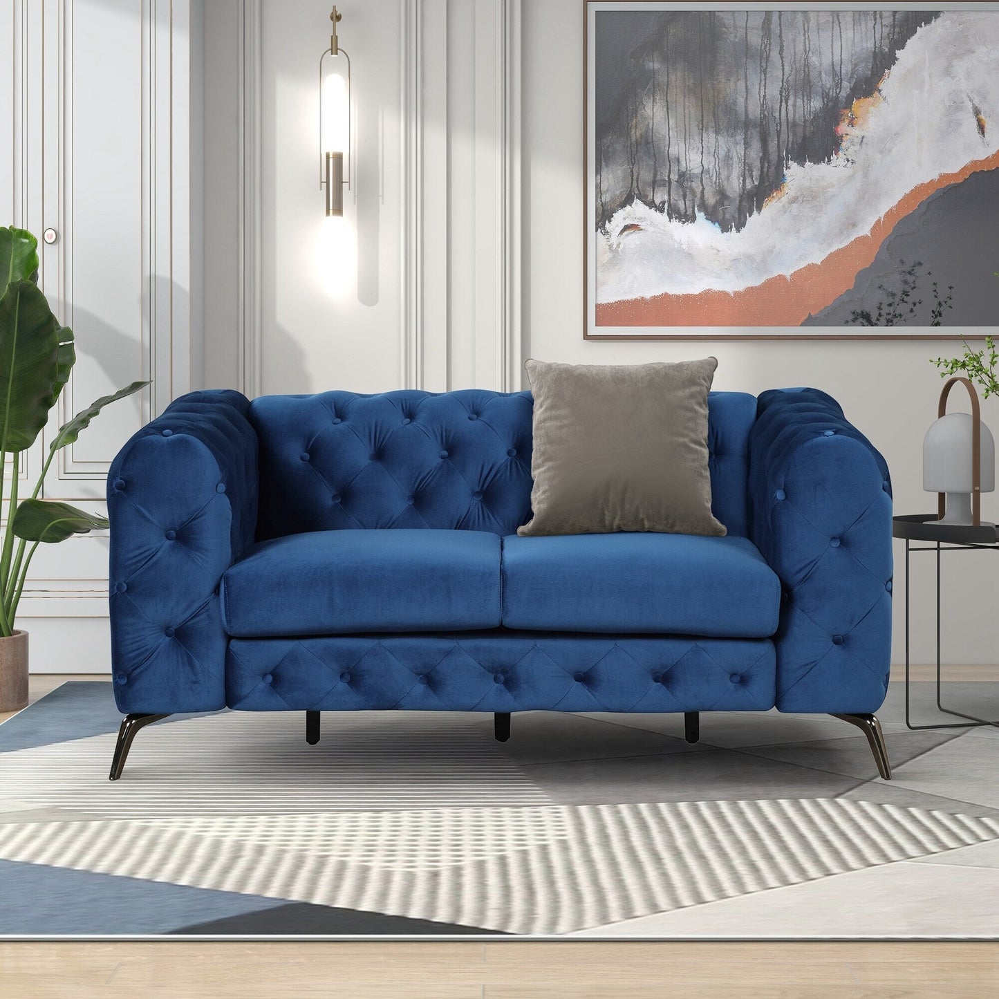 Roomfitters 3-Piece Velvet Upholstered Sofa Set with Sturdy Metal Legs, Includes Three-Seat Sofa, Loveseat, and Single Chair