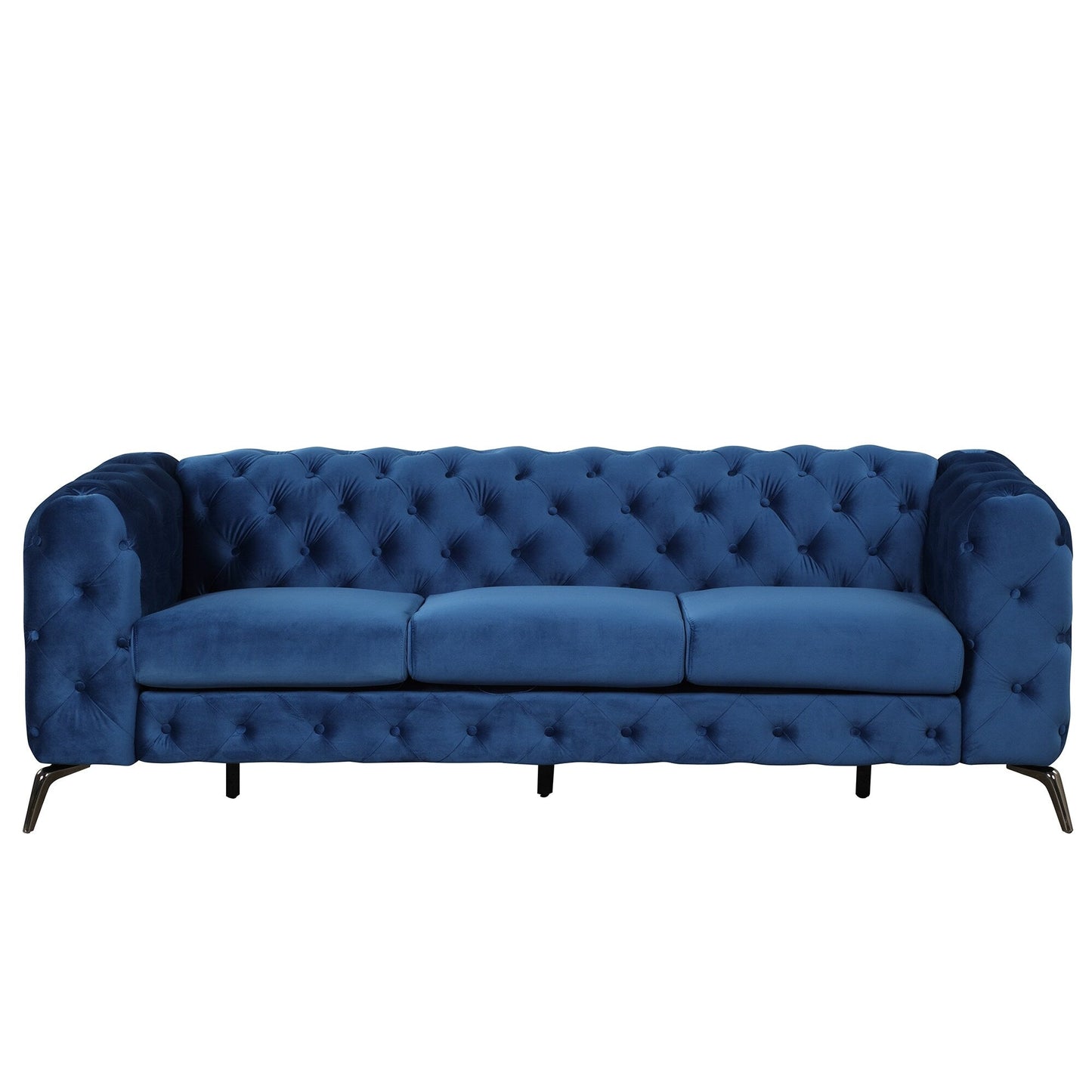 Roomfitters 3-Piece Velvet Upholstered Sofa Set with Sturdy Metal Legs, Includes Three-Seat Sofa, Loveseat, and Single Chair