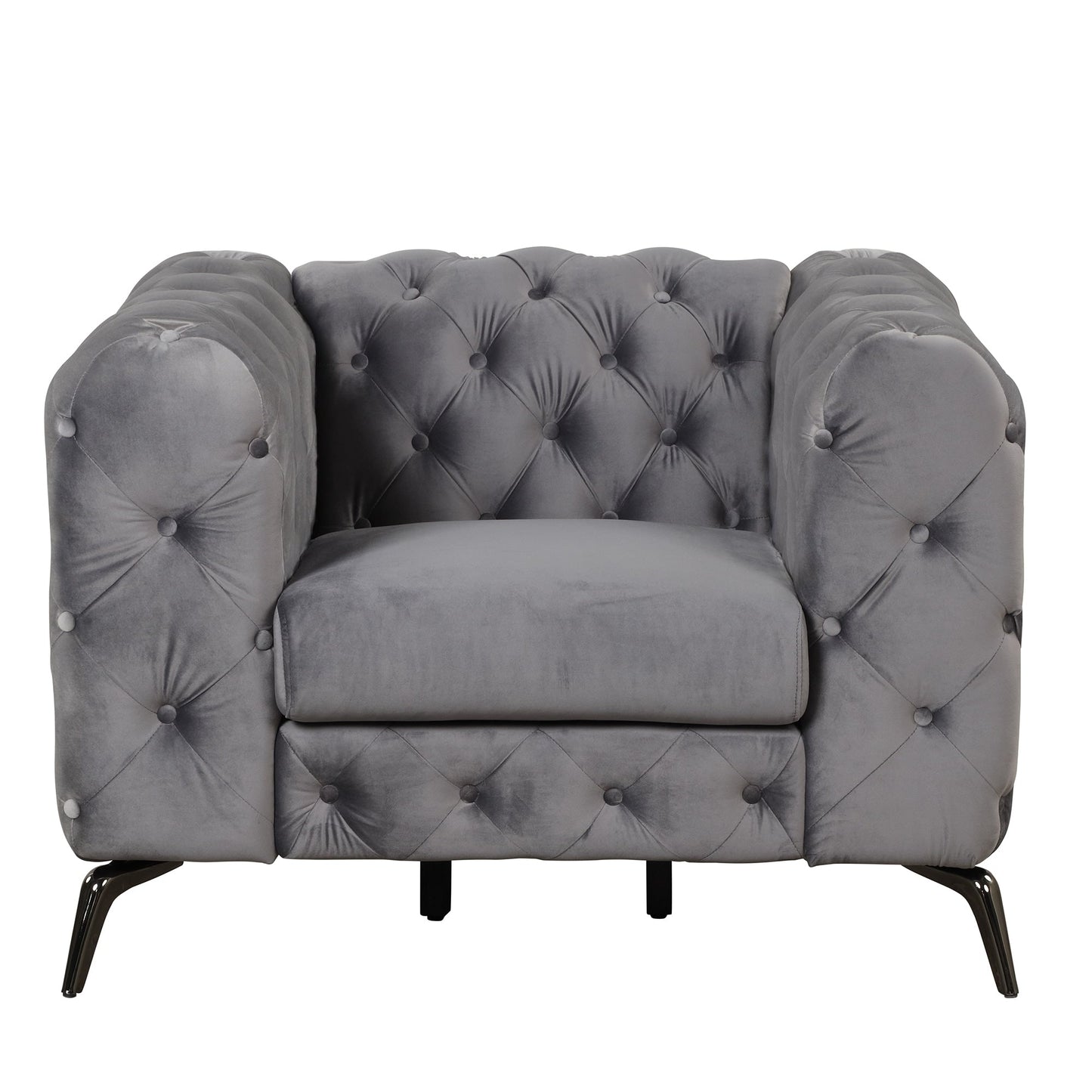 Roomfitters 3-Piece Velvet Upholstered Sofa Set with Sturdy Metal Legs, Includes Three-Seat Sofa, Loveseat, and Single Chair
