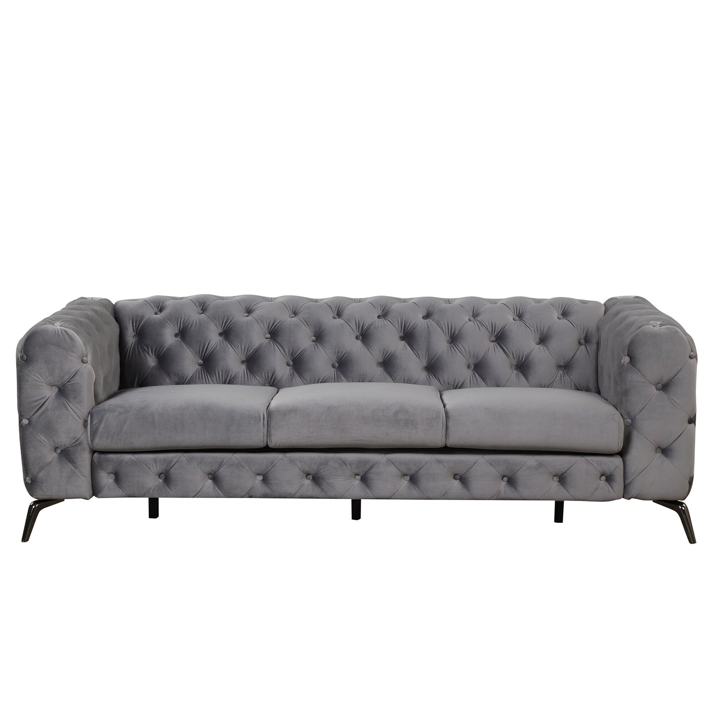 Roomfitters 3-Piece Velvet Upholstered Sofa Set with Sturdy Metal Legs, Includes Three-Seat Sofa, Loveseat, and Single Chair