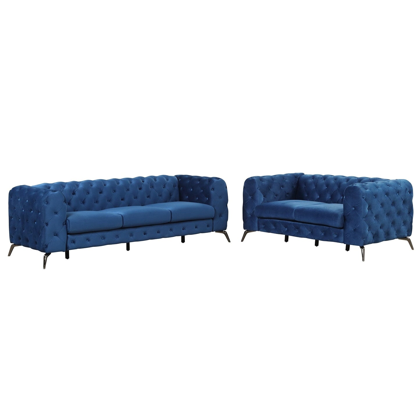 Roomfitters 3-Piece Velvet Upholstered Sofa Set with Sturdy Metal Legs, Includes Three-Seat Sofa, Loveseat, and Single Chair