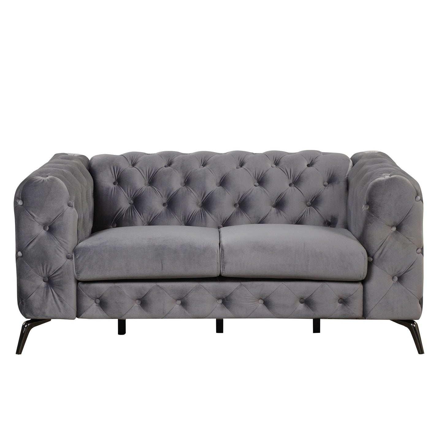 Roomfitters 3-Piece Velvet Upholstered Sofa Set with Sturdy Metal Legs, Includes Three-Seat Sofa, Loveseat, and Single Chair