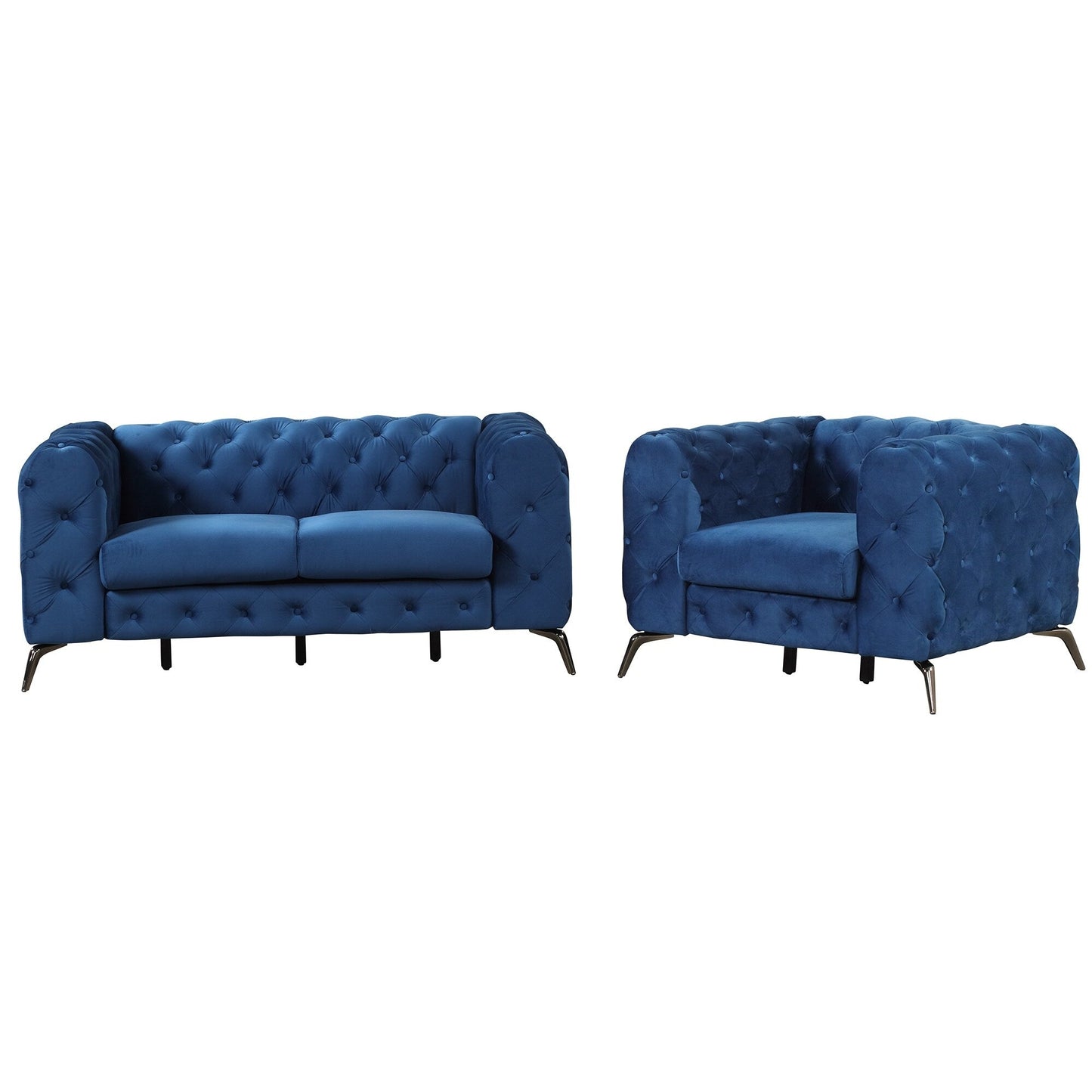 Roomfitters 3-Piece Velvet Upholstered Sofa Set with Sturdy Metal Legs, Includes Three-Seat Sofa, Loveseat, and Single Chair