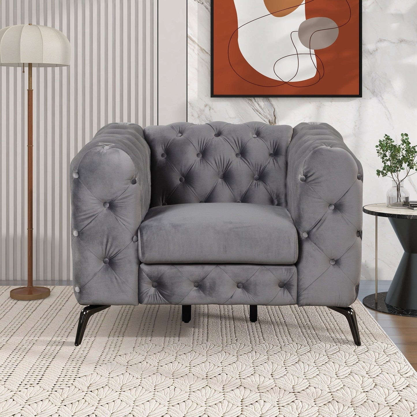 Roomfitters 3-Piece Velvet Upholstered Sofa Set with Sturdy Metal Legs, Includes Three-Seat Sofa, Loveseat, and Single Chair