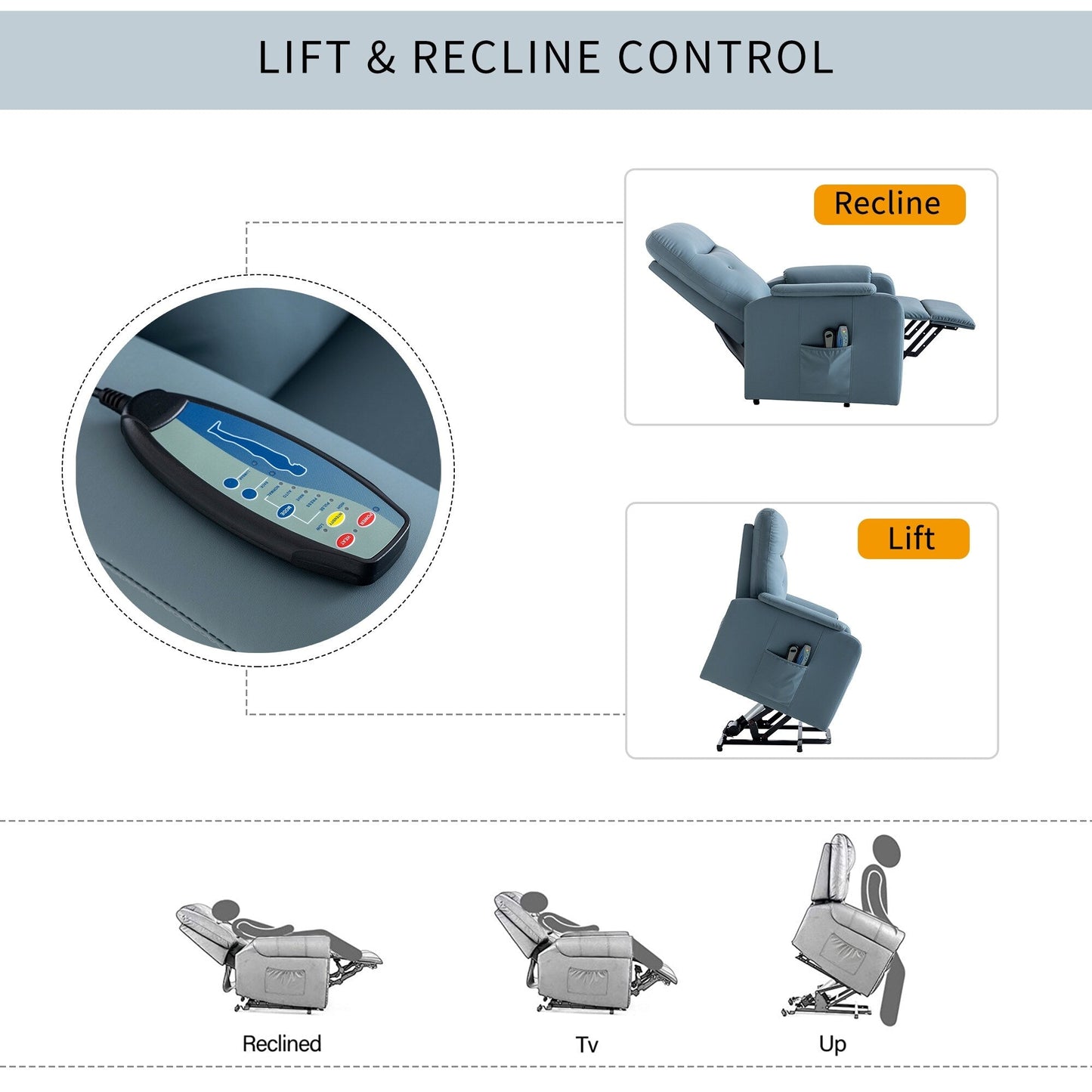 Roomfitters Massage Recliner Chair Electric Power Lift Chairs with Side Pocket, Adjustable Massage and Heating Function