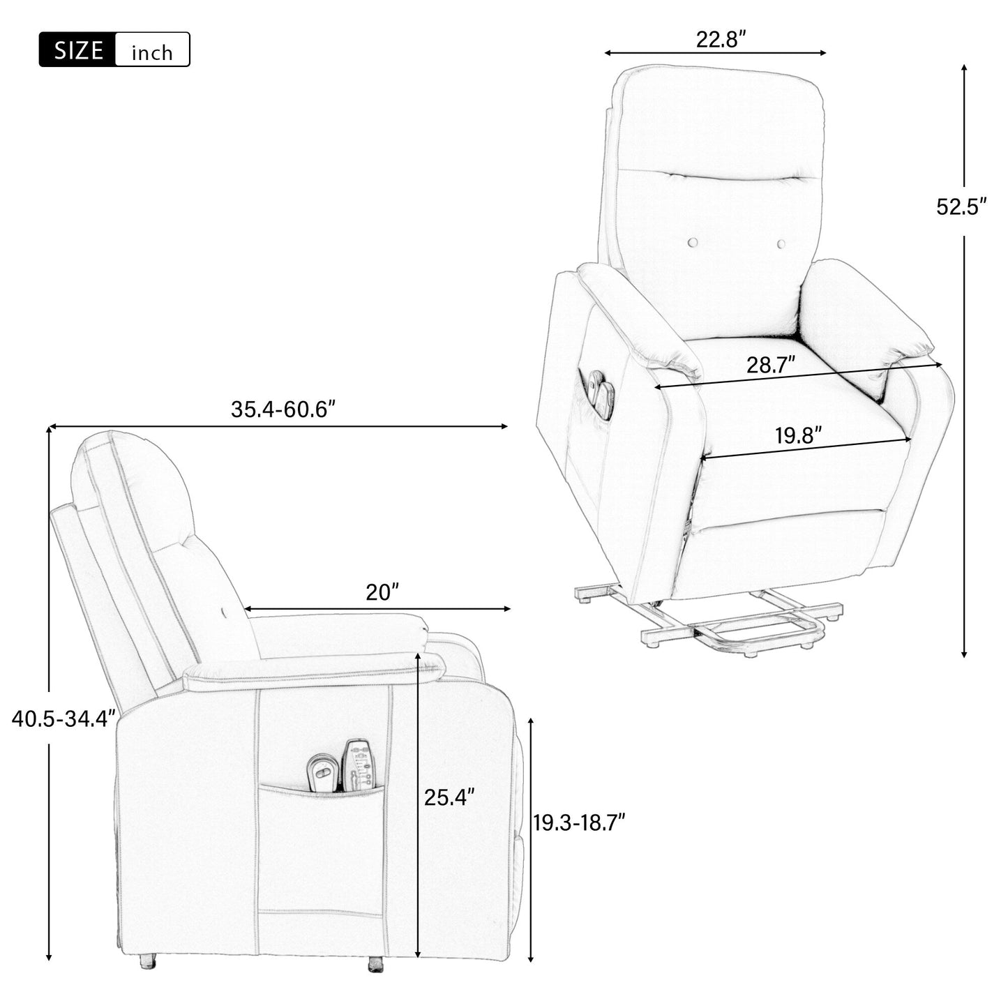 Roomfitters Massage Recliner Chair Electric Power Lift Chairs with Side Pocket, Adjustable Massage and Heating Function