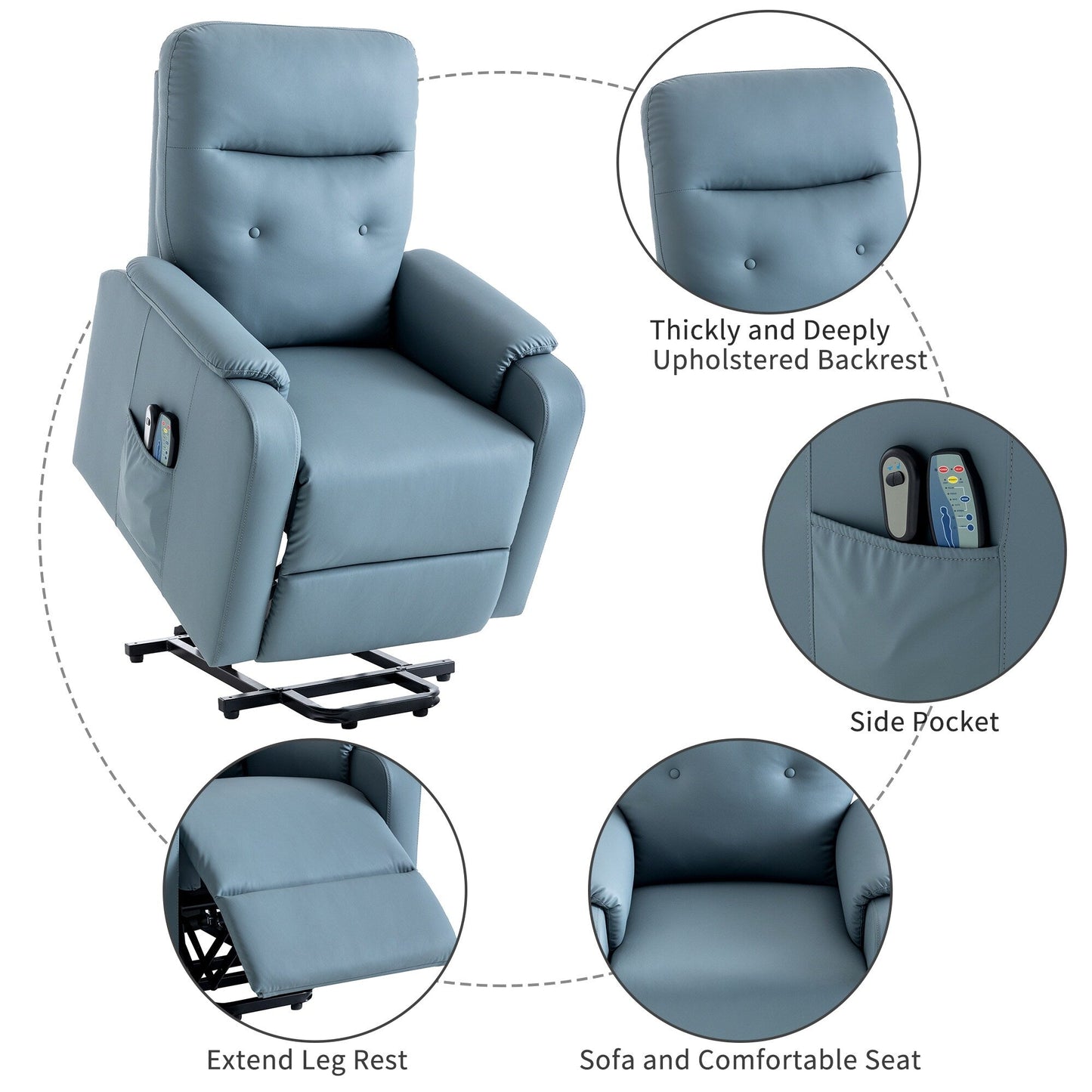 Roomfitters Massage Recliner Chair Electric Power Lift Chairs with Side Pocket, Adjustable Massage and Heating Function