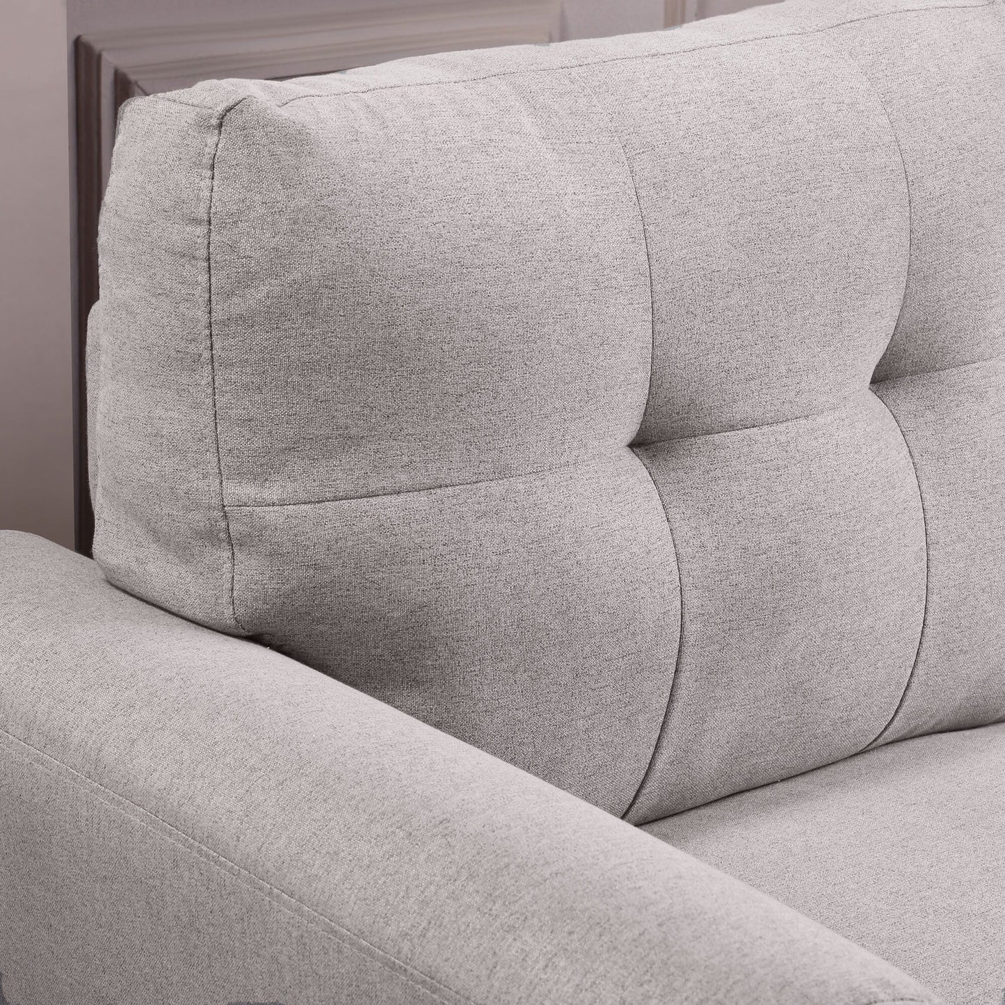 Roomfitters Modern Linen Upholstered Loveseat, Compact 2-Seat Couch for Living Room or Office Elegance