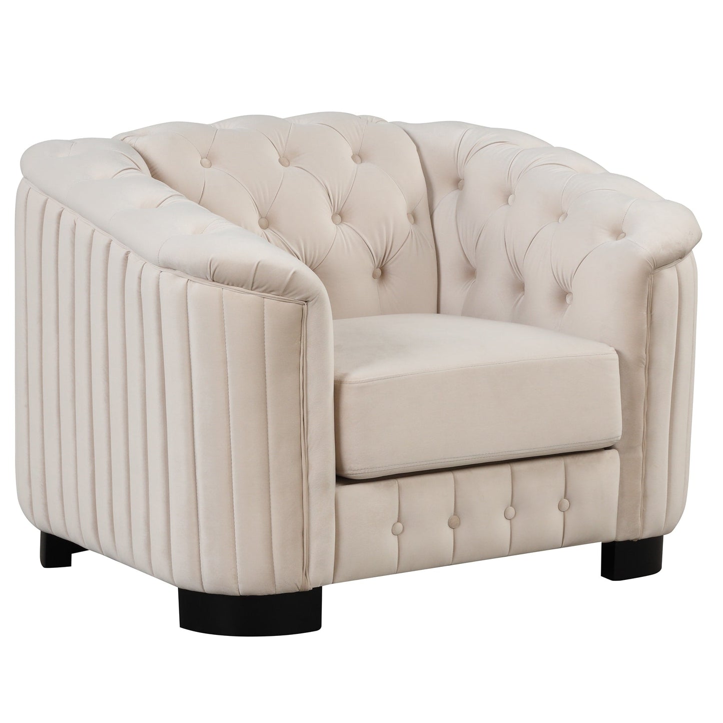 Roomfitters Velvet Upholstered Accent Sofa, Single Sofa Chair with Removable Seat Cushion for Modern Living Room, Bedroom
