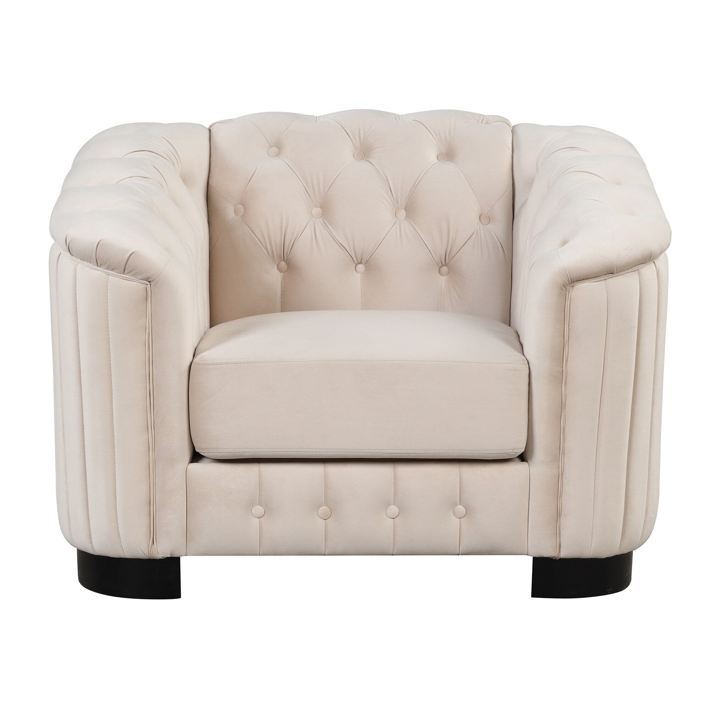 Roomfitters Velvet Upholstered Accent Sofa, Single Sofa Chair with Removable Seat Cushion for Modern Living Room, Bedroom
