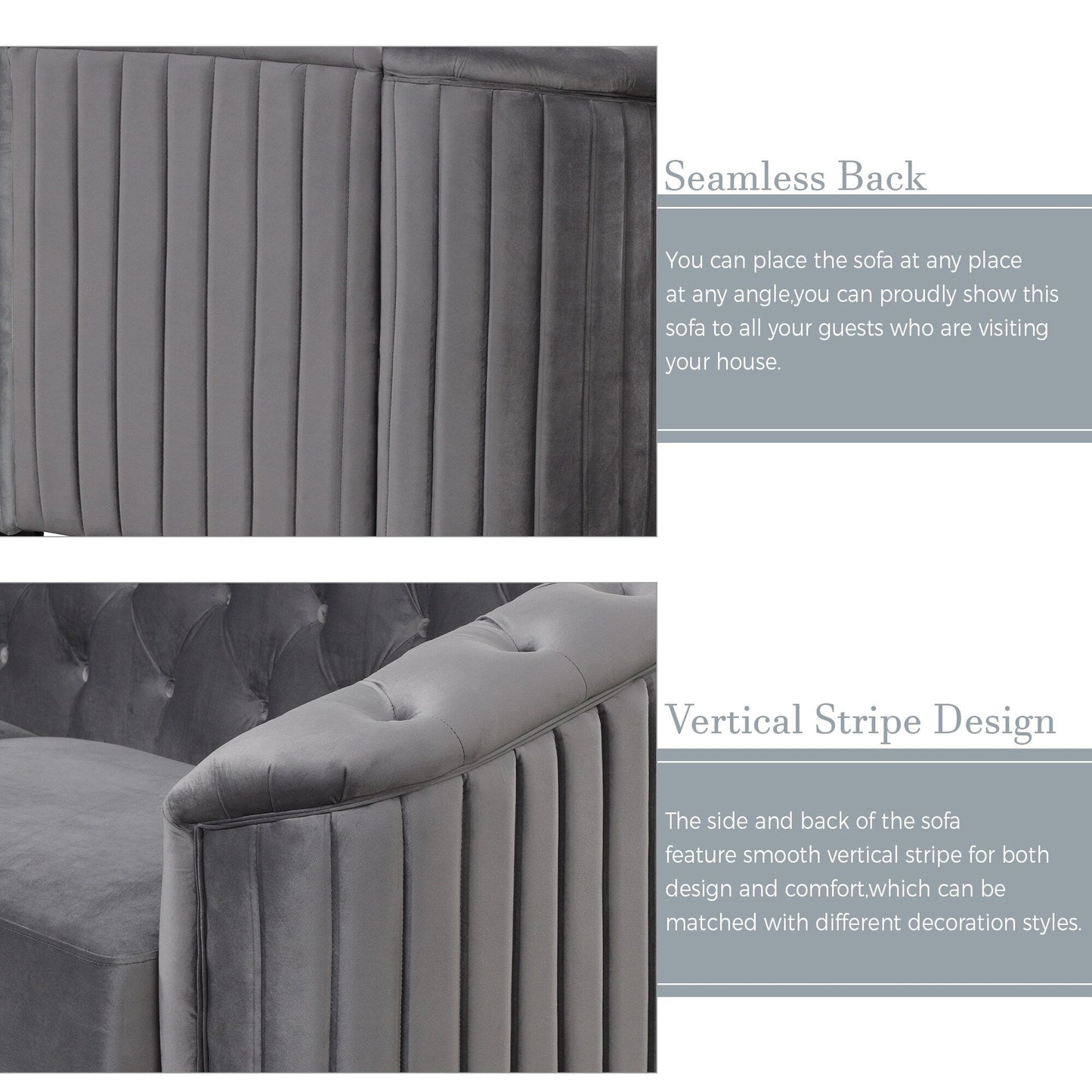 Roomfitters Velvet Upholstered Accent Sofa, Single Sofa Chair with Removable Seat Cushion for Modern Living Room, Bedroom