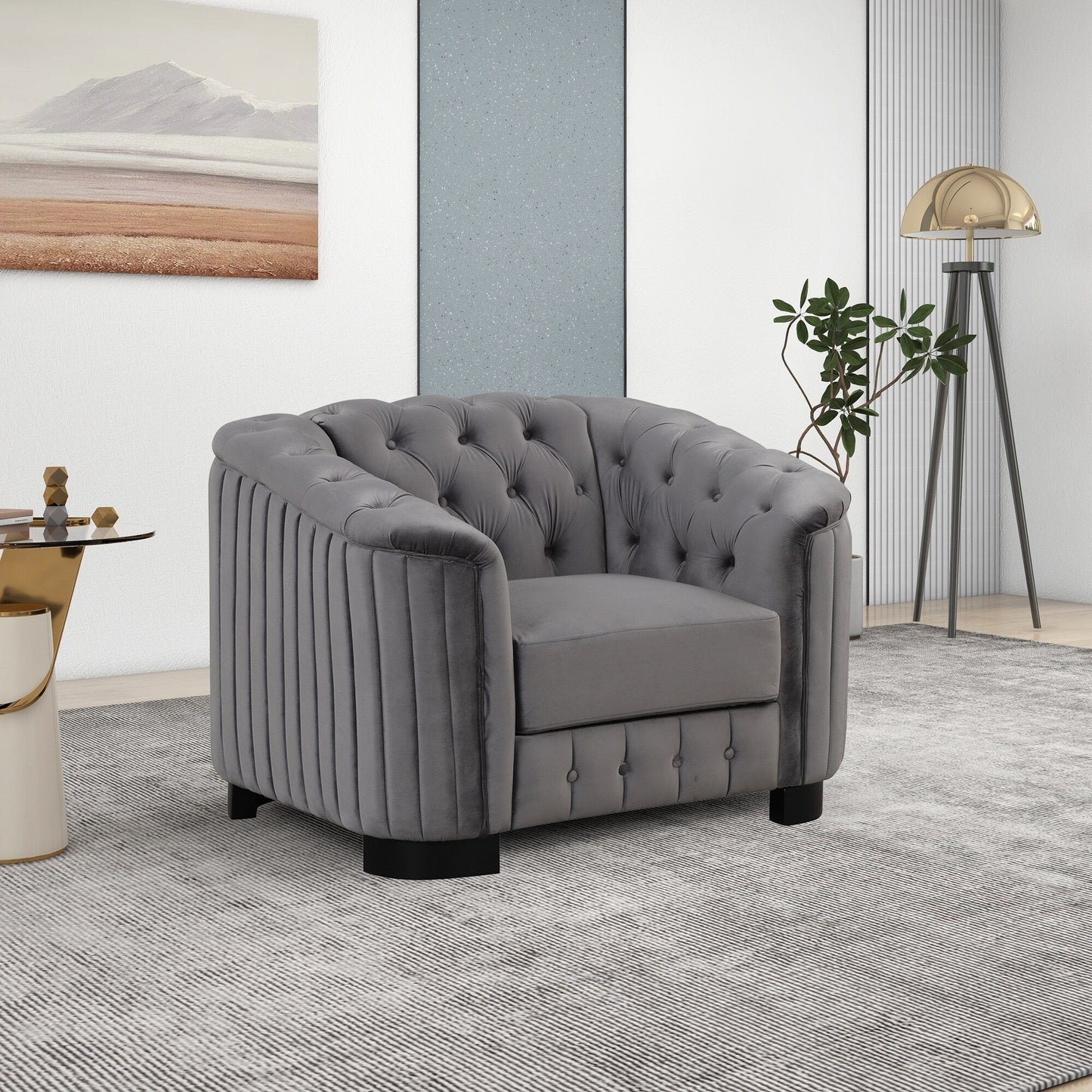 Roomfitters Velvet Upholstered Accent Sofa, Single Sofa Chair with Removable Seat Cushion for Modern Living Room, Bedroom