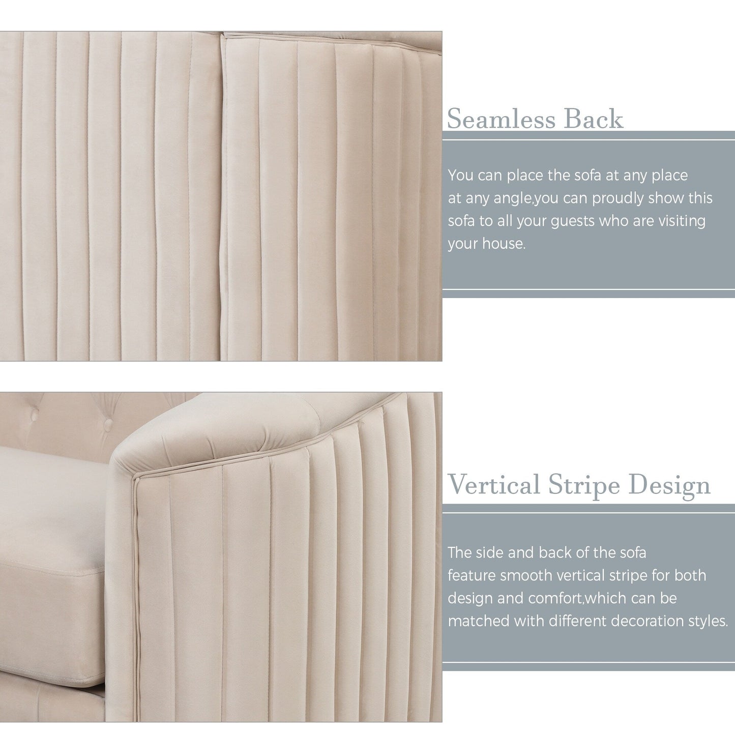 Roomfitters Velvet Upholstered Accent Sofa, Single Sofa Chair with Removable Seat Cushion for Modern Living Room, Bedroom