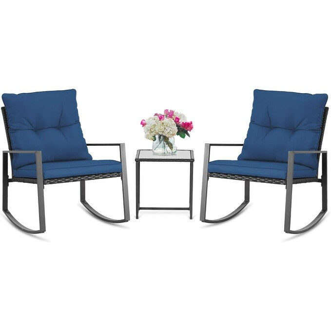 SUNCROWN 3-teiliges Schaukel-Bistro-Set aus schwarzem Metall für die Terrasse