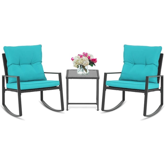 SUNCROWN 3-teiliges Schaukel-Bistro-Set aus schwarzem Metall für die Terrasse