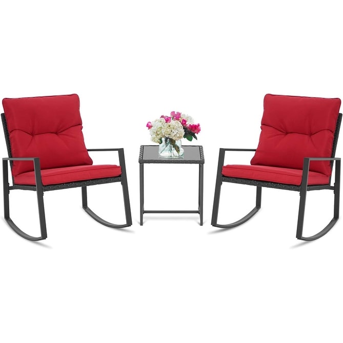 SUNCROWN 3-teiliges Schaukel-Bistro-Set aus schwarzem Metall für die Terrasse