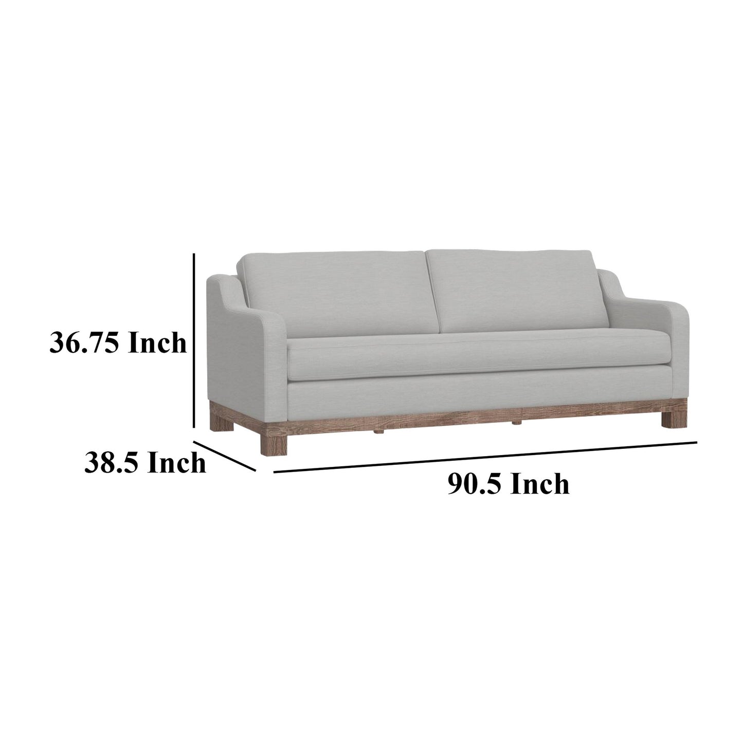 Sama Sofa, 2 Accent Pillows, Eccru Beige Polyester 91 Inch Bench Style
