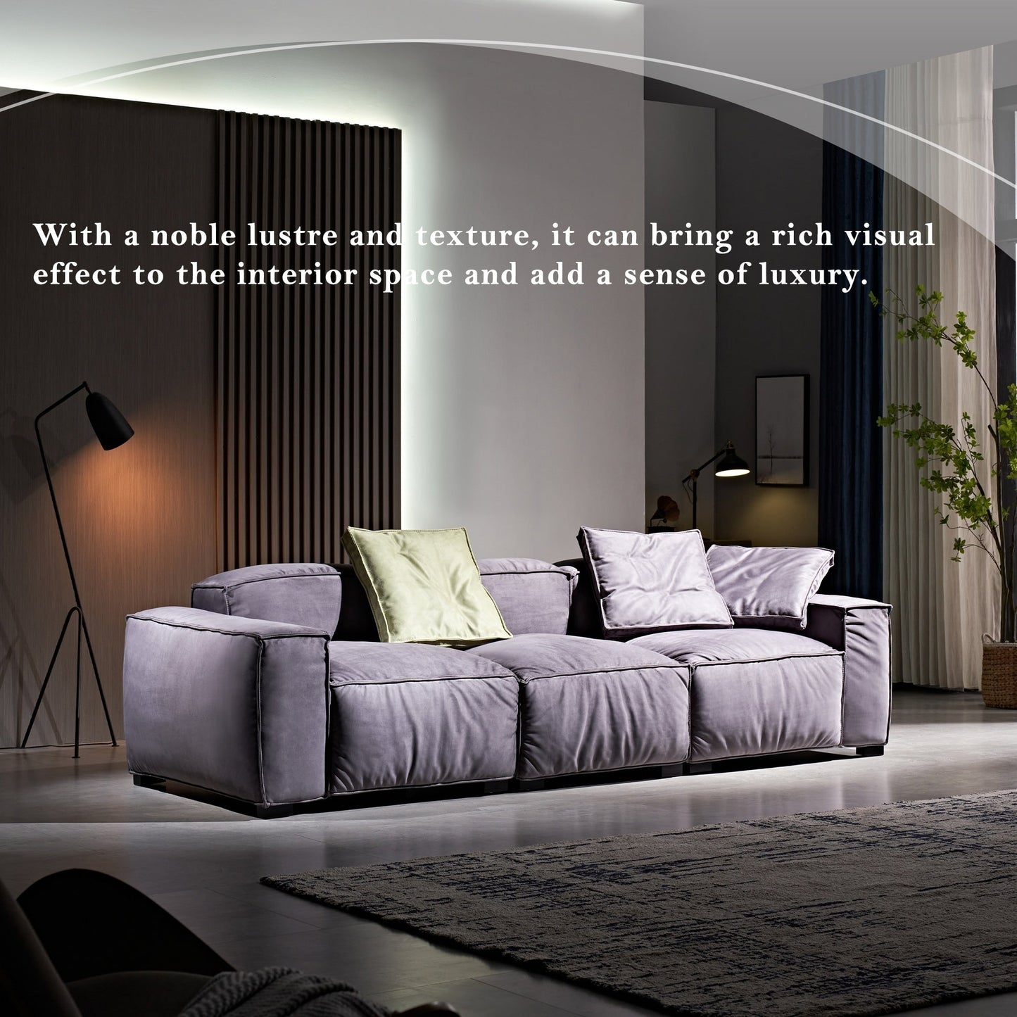 110'' Square Sofa Masha Velvet with Four-seater for Living Room Sofa-bed