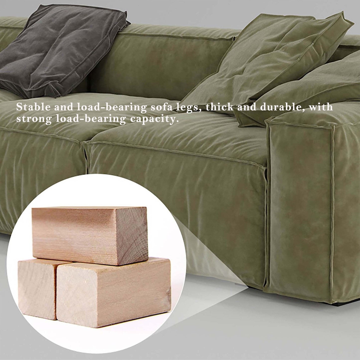 110'' Square Sofa Masha Velvet with Four-seater for Living Room Sofa-bed