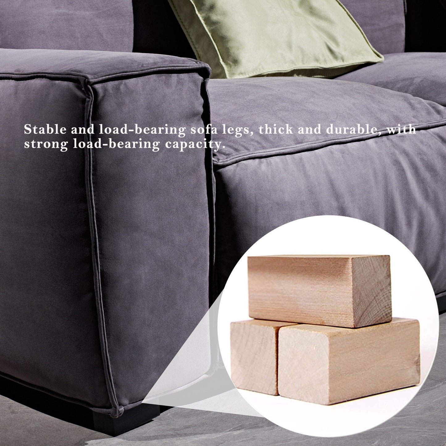 110'' Square Sofa Masha Velvet with Four-seater for Living Room Sofa-bed