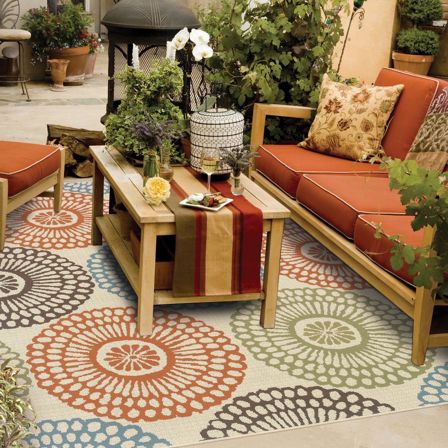 Vista Home Malta Medallions Mehrfarbiger Indoor-Outdoor-Teppich