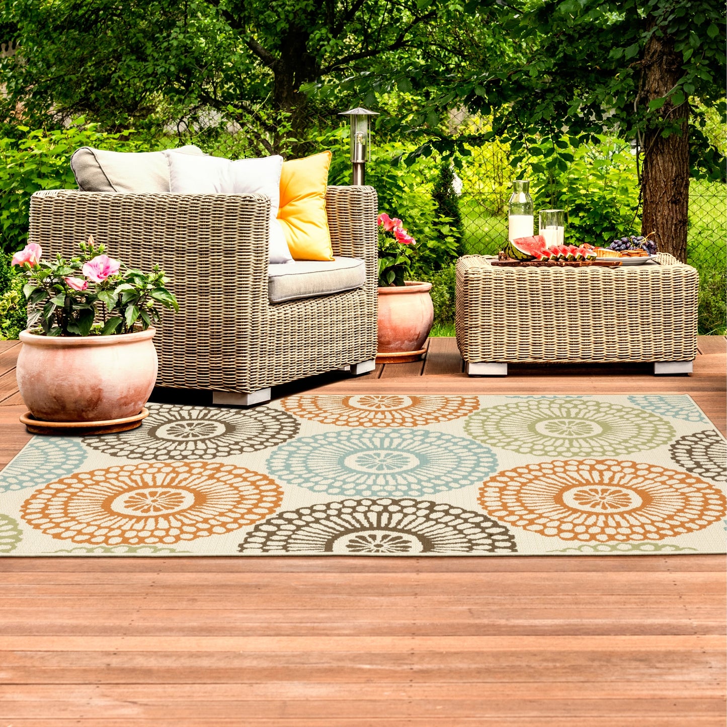 Vista Home Malta Medallions Mehrfarbiger Indoor-Outdoor-Teppich