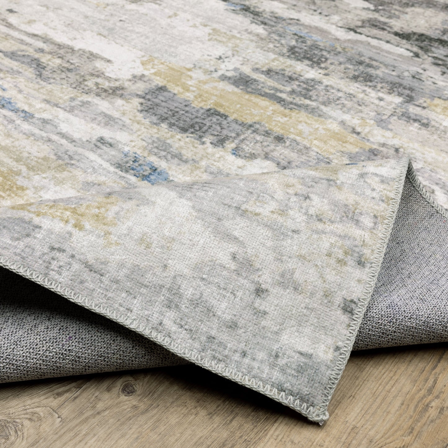 Vista Home Marissa, waschbarer abstrakter Teppich für den Innenbereich, Grau/Blau