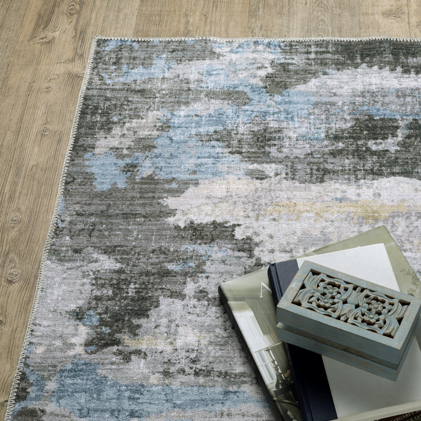 Vista Home Marissa, waschbarer abstrakter Teppich für den Innenbereich, Grau/Blau